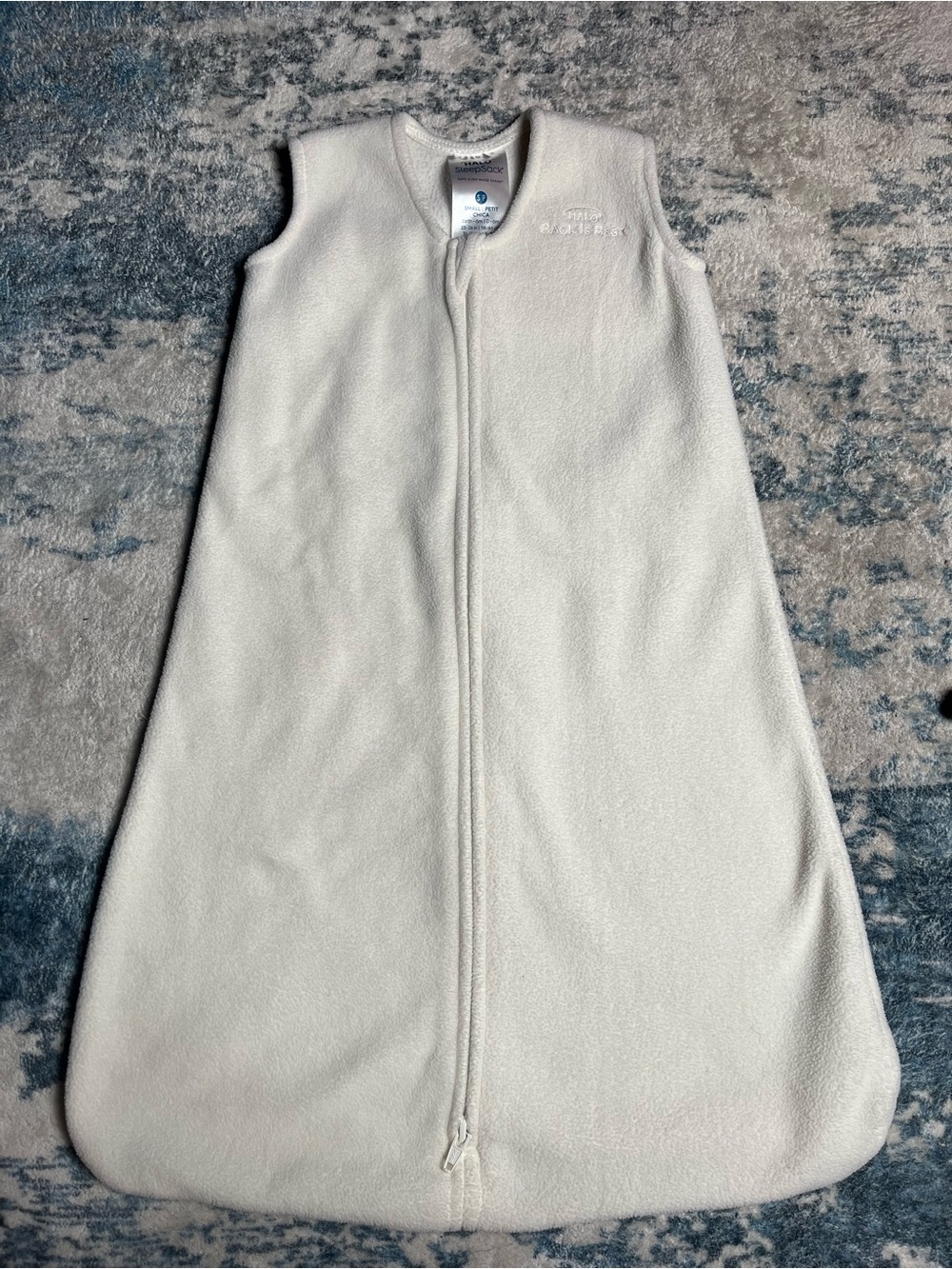 Halo Cream Plush Baby Sleep Sack – Front Zip Sleeveless Pajama